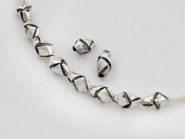 Karen Hill Tribe Silver Woven Beads 5x9mm.,