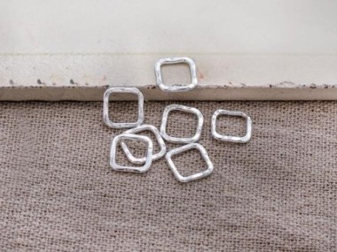 Karen Hill Tribe Silver Hammered Square Jump Rings 9 mm.