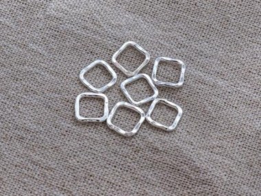 Karen Hill Tribe Silver Hammered Square Jump Rings 9 mm.