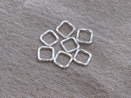 10 of Karen Hill Tribe Silver Hammered Square Jump Rings 9 mm.