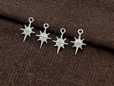 4 of 925 Sterling Silver Star Charms 8x11 mm.