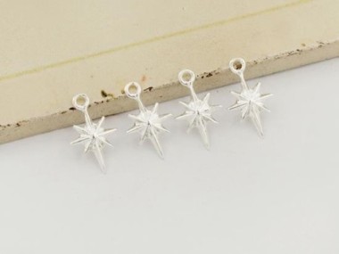 925 Sterling Silver Star Charms 8x11 mm.