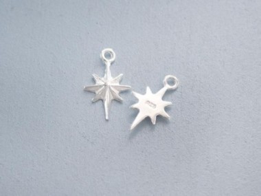 925 Sterling Silver Star Charms 8x11 mm.