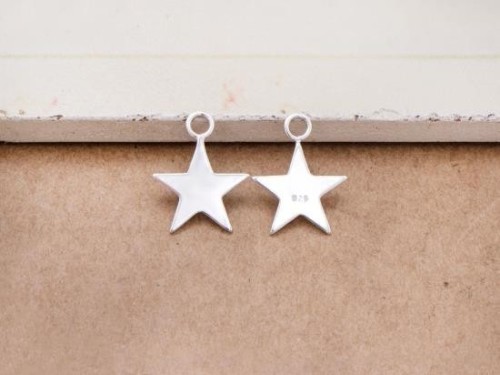 4 of 925 Sterling Silver Star Charms 11.5 mm.