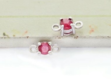 Ruby& Sterling Silver Connectors, Links 4mm.