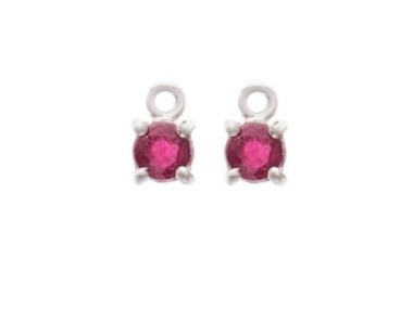 Ruby& Sterling Silver Charms 4mm.