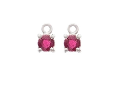 2 of Ruby& Sterling Silver Charms 4mm.