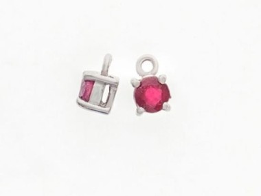 Ruby& Sterling Silver Charms 4mm.