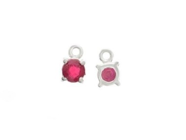 Ruby& Sterling Silver Charms 4mm.