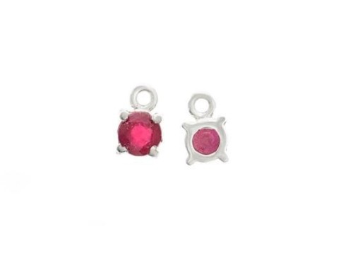 2 of Ruby& Sterling Silver Charms 4mm.