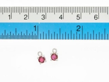 Ruby& Sterling Silver Charms 4mm.