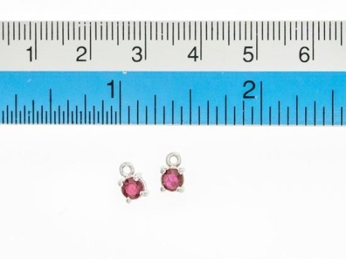 2 of Ruby& Sterling Silver Charms 4mm.