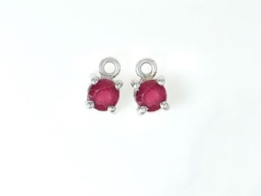 Ruby& Sterling Silver Charms 5mm.