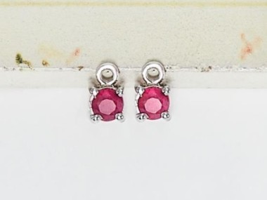 Ruby& Sterling Silver Charms 5mm.