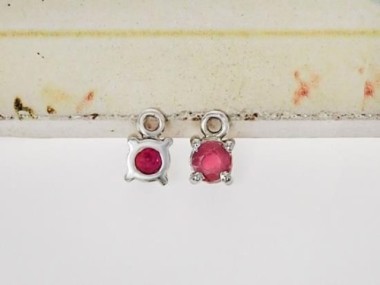 Ruby& Sterling Silver Charms 5mm.