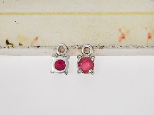 2 of Ruby& Sterling Silver Charms 5mm.