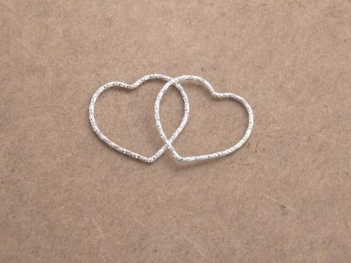 4 of 925 Sterling Silver Diamond Cut Heart Links, Connectors 20x1 mm.