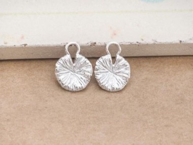 2 of 925 Sterling Silver Lotus Leaf Charms 8.5mm. Polish Finished