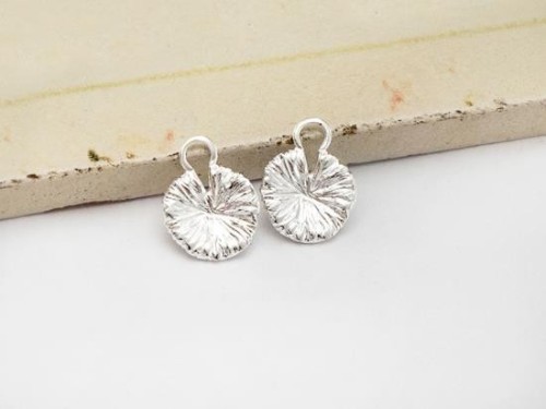 2 of 925 Sterling Silver Lotus Leaf Charms 8.5mm. Polish Finished