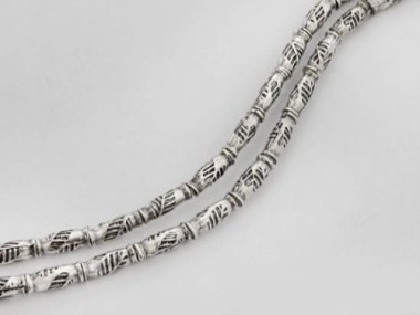 Karen Hill Tribe Silver Leaf Imprinted Bamboo Beads 2.5x6.5 mm.