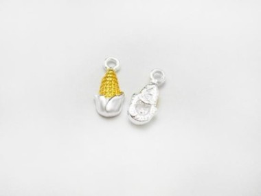 925 Sterling Silver Corn Charms 5x9 mm. Two Tone