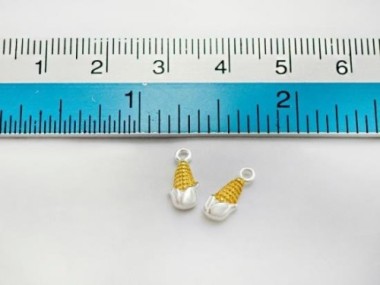 925 Sterling Silver Corn Charms 5x9 mm. Two Tone