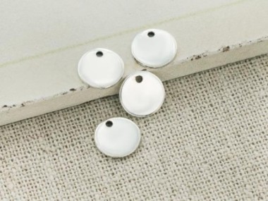 925 Sterling Silver Round Disc Tag Charms 8mm.