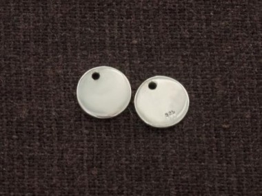 925 Sterling Silver Round Disc Tag Charms 8mm.