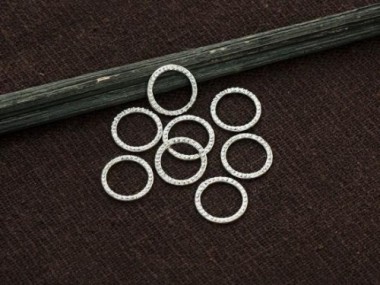 925 Sterling Silver Textured Circle Closed Rings, Connectors 9mm.