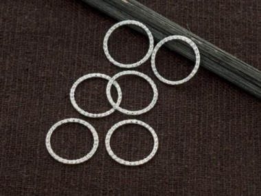 925 Sterling Silver Textured Circle Closed Rings, Connectors 12.5mm.