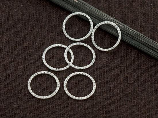 6 of 925 Sterling Silver Textured Circle Closed Rings, Connectors 12.5mm.