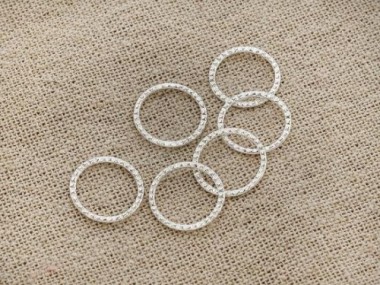 925 Sterling Silver Textured Circle Closed Rings, Connectors 12.5mm.