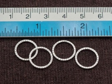 925 Sterling Silver Textured Circle Closed Rings, Connectors 12.5mm.