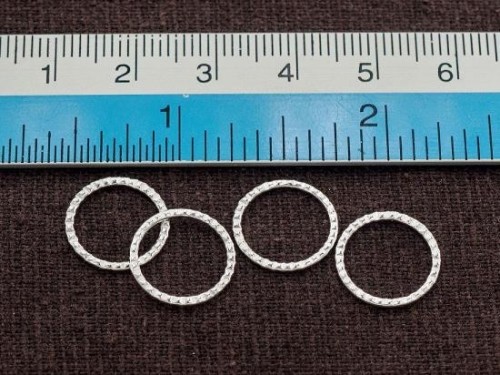 6 of 925 Sterling Silver Textured Circle Closed Rings, Connectors 12.5mm.