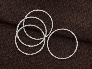 925 Sterling Silver Hammered Circle Closed Rings, Connectors 24x1mm.