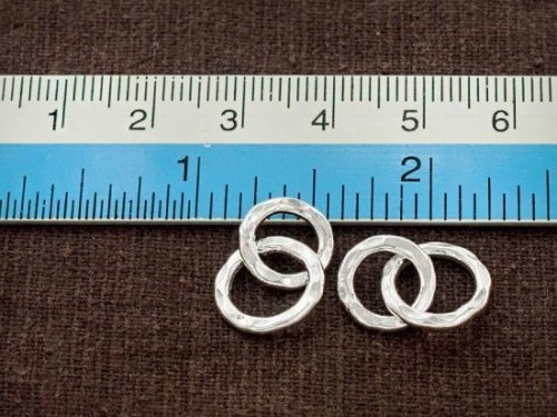 4 of Karen Hill Tribe Silver Double Hammered Circle Rings Charms 10.5, 12 mm.