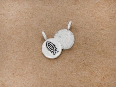 Karen Hill Tribe Silver Fish Printrd Charms 9 mm.