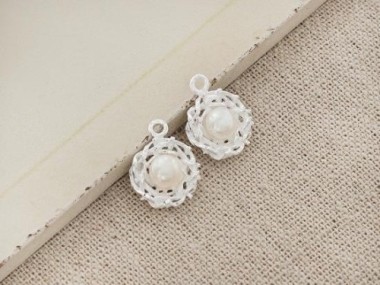 925 Sterling Silver Bird Nest Charms with Pearl 11mm.