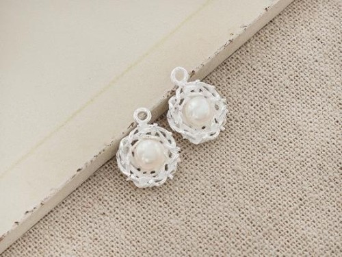 2 of 925 Sterling Silver Bird Nest Charms with Pearl 11mm.