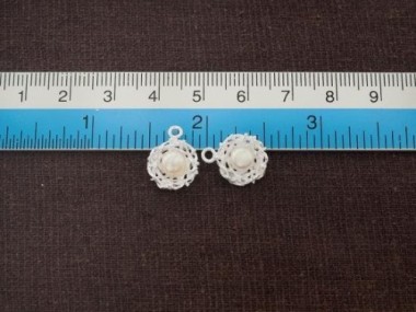 925 Sterling Silver Bird Nest Charms with Pearl 11mm.