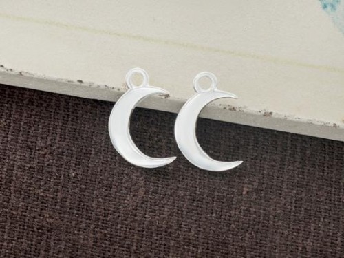 2 of 925 Sterling Silver Crescent Moon Pendants 10x12 mm. Polished finish