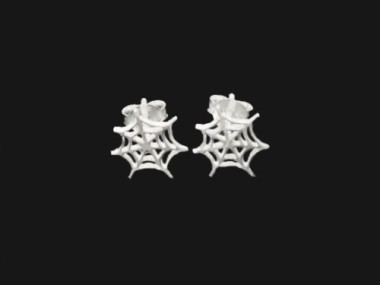 925 Sterling Silver Cobweb Stud Earrings 10mm.