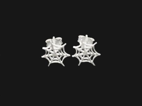 1 pair of 925 Sterling Silver Cobweb Stud Earrings 10mm. , Polish Finished.