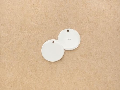 2 of 925 Sterling Silver Round Disc Tag Charms 14 mm.