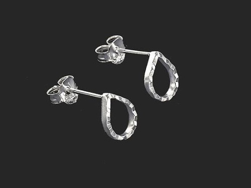 1 pair of 925 Sterling Silver Small Drop Stud Earrings 6.5x8mm. Polish Finished.