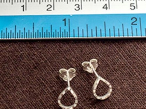 1 pair of 925 Sterling Silver Small Drop Stud Earrings 6.5x8mm. Polish Finished.