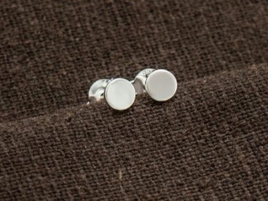 925 Sterling Silver Tiny Circle Disc Stud Earrings 4mm.