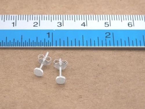 1 pair of 925 Sterling Silver Tiny Circle Disc Stud Earrings 4mm. minimalist earrings , Polish Finished