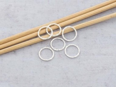 925 Sterling Silver Diamond Cut Circle Links, Connectors 10x1 mm.