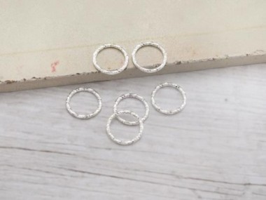 925 Sterling Silver Diamond Cut Circle Links, Connectors 10x1 mm.